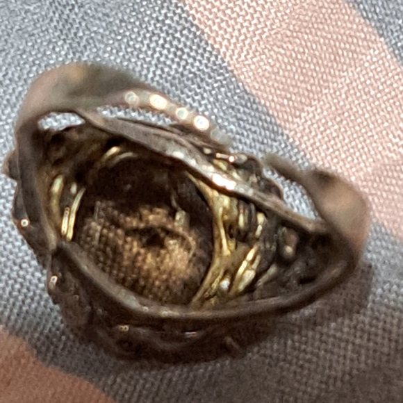 Smokey Quartze Antique 1950's large stone ring .READ all description. - Picture 11 of 12